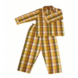 Pyjama Suit Olive Green and Yellow Checks Silver Lining 5-10 yrs