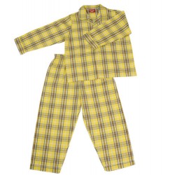 PYJAMA SUIT 100% COTTON AMERICAN YELLOW CHECKS 7-10YR